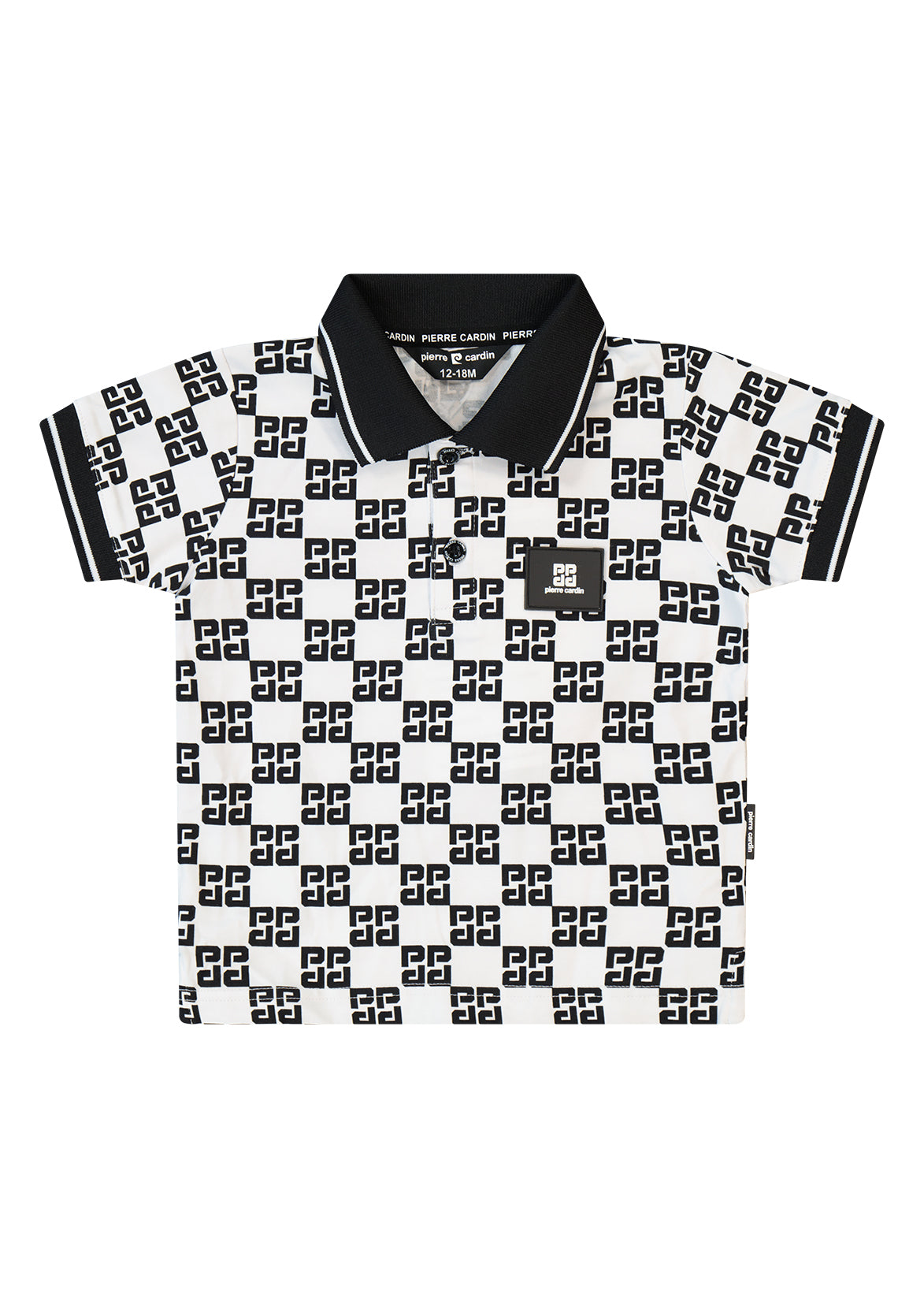 חולצת צווארון PIERRE CARDIN הדפס מונוגרמה צפוף וצווארון קלאסי לתינוקות WHITE / 3-6M