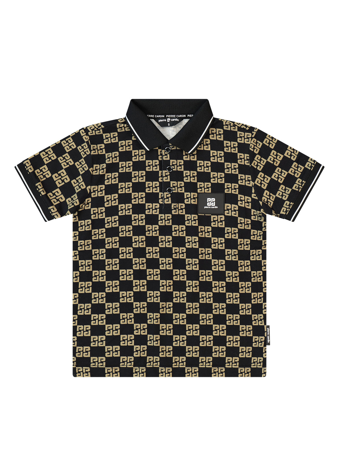 חולצת צווארון PIERRE CARDIN הדפס מונוגרמה צפוף וצווארון קלאסי לתינוקות BLACK / 3-6M