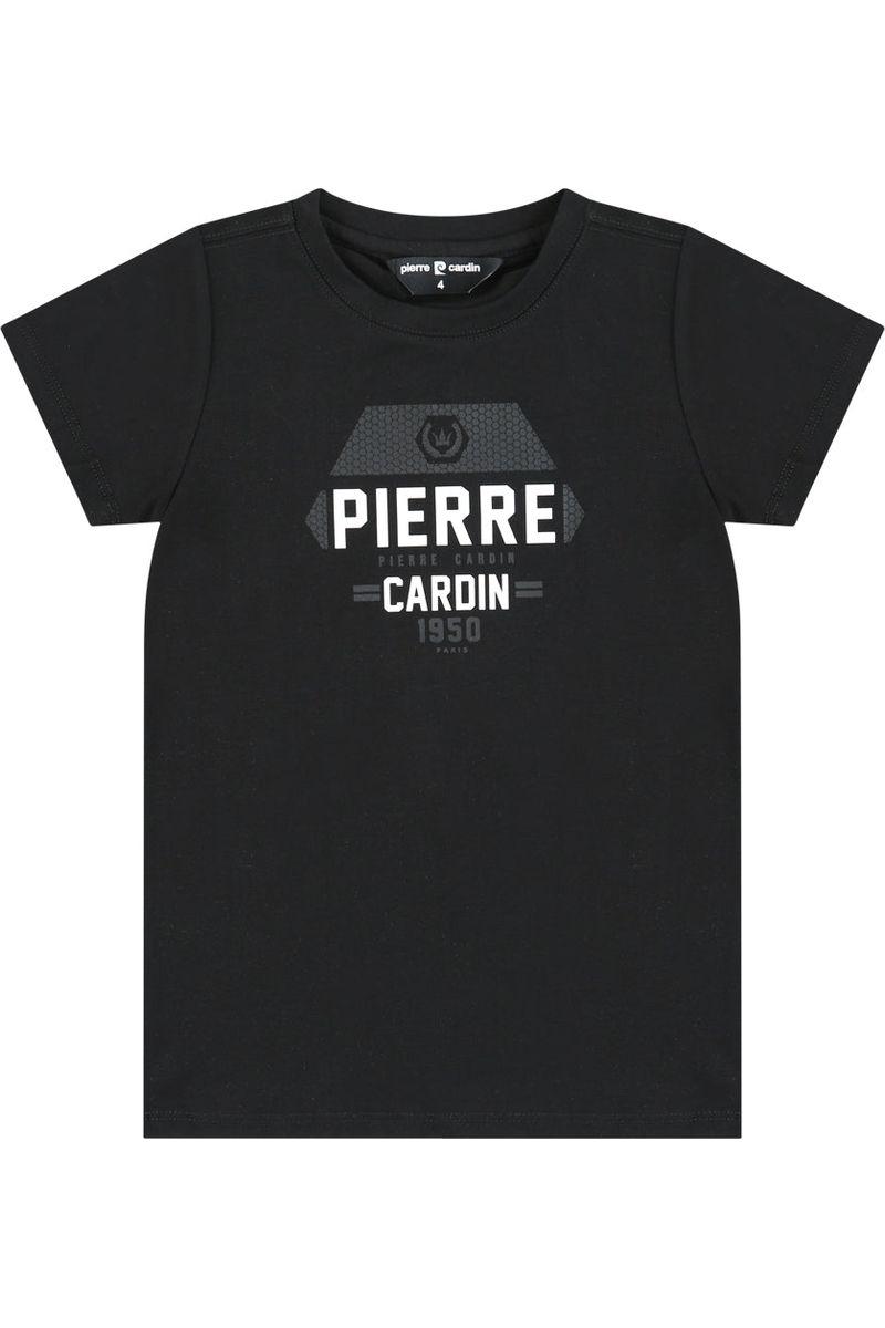חולצת טישירט PIERRE CARDIN לוגו מותג באמצע לילדים Black / 2Y