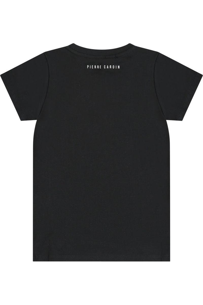 חולצת טישירט PIERRE CARDIN לוגו מותג באמצע לילדים Black / 2Y
