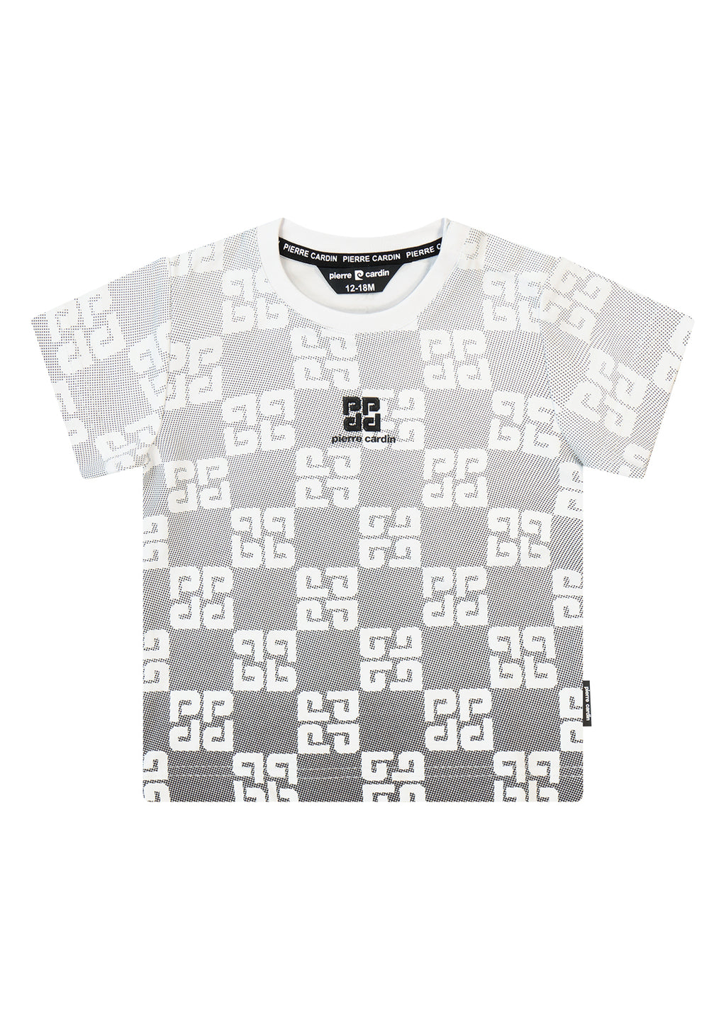 חולצה מכופתרת PIERRE CARDIN הדפס מונוגרמה מלאה ומיתוג מרכזי לתינוקות WHITE / 3-6M
