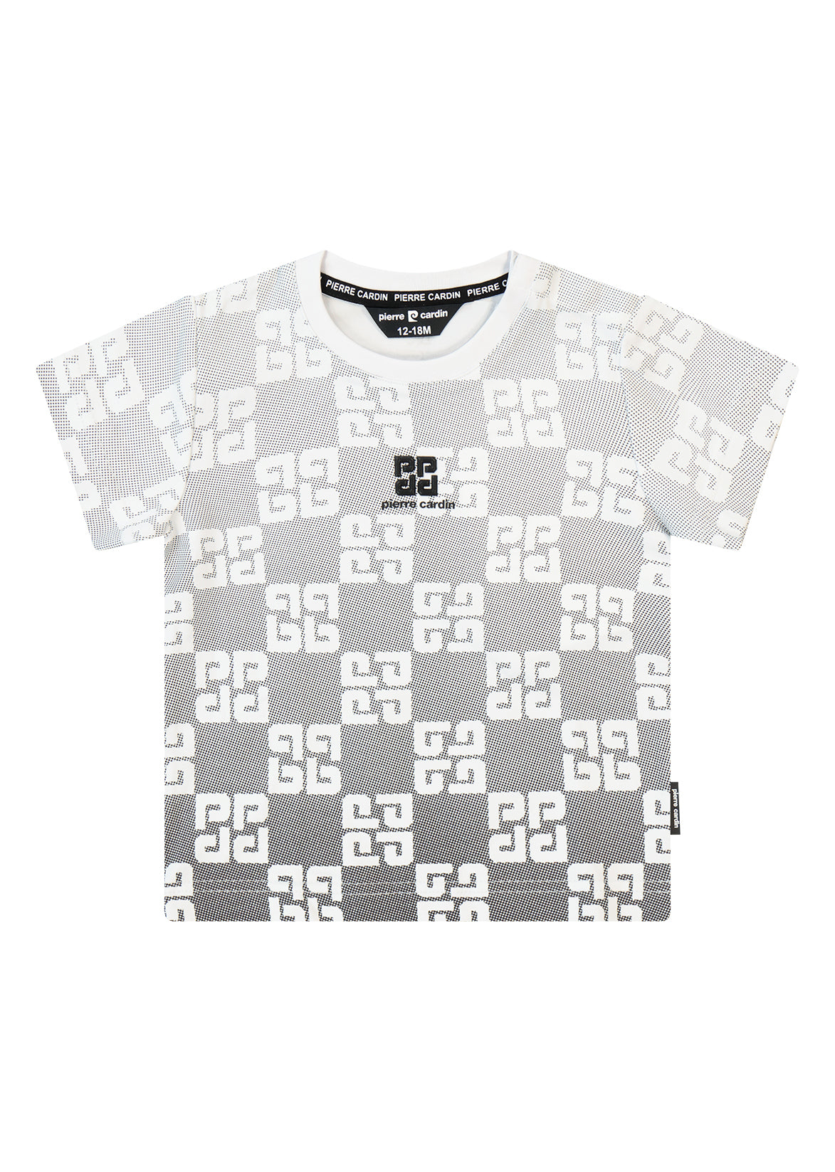 חולצה מכופתרת PIERRE CARDIN הדפס מונוגרמה מלאה ומיתוג מרכזי לתינוקות WHITE / 3-6M