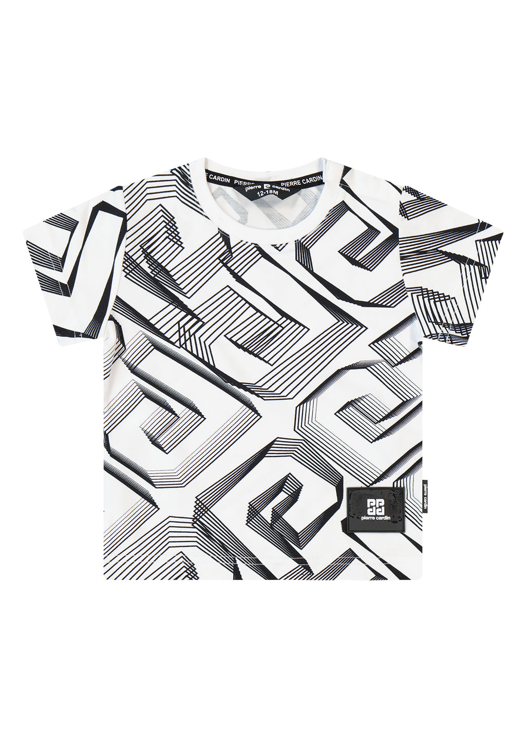 חולצה מכופתרת PIERRE CARDIN דוגמה גיאומטרית מלאה ומיתוג בחזית לתינוקות WHITE / 3-6M
