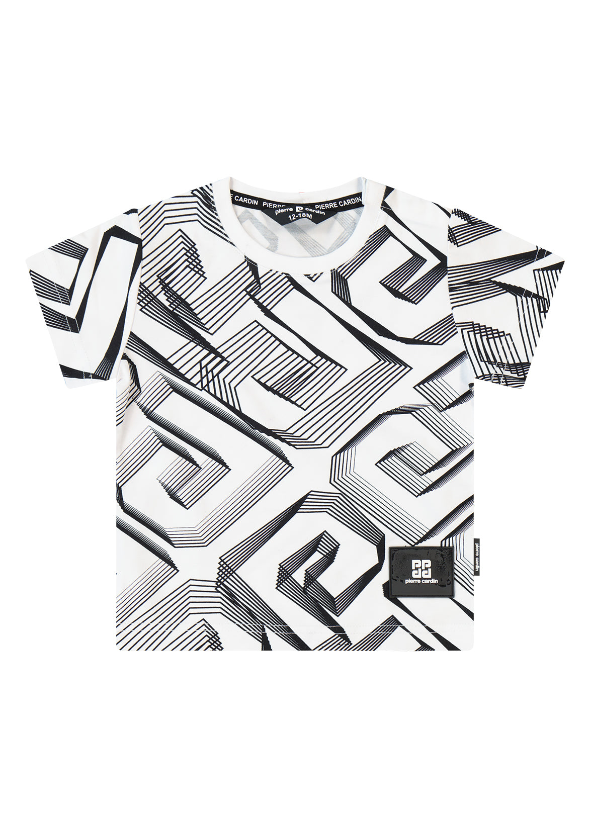 חולצה מכופתרת PIERRE CARDIN דוגמה גיאומטרית מלאה ומיתוג בחזית לתינוקות WHITE / 3-6M