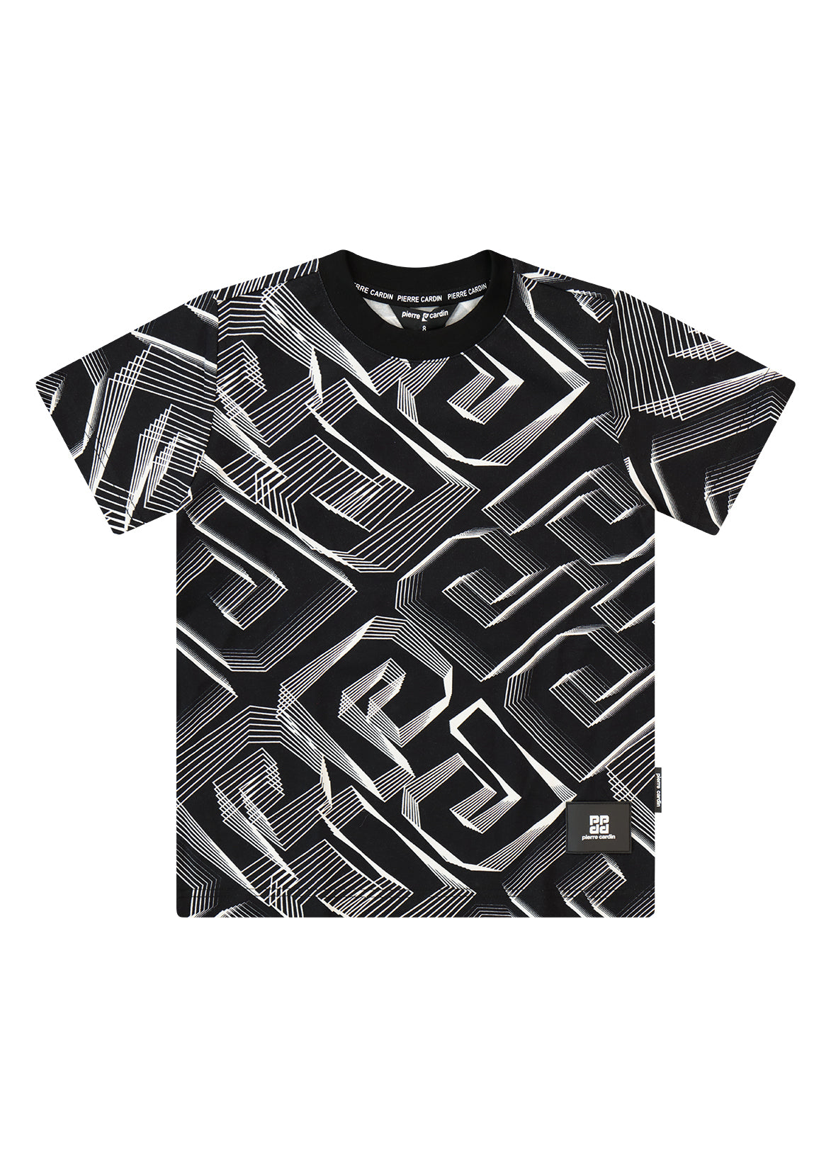 חולצה מכופתרת PIERRE CARDIN דוגמה גיאומטרית מלאה ומיתוג בחזית לתינוקות BLACK / 3-6M