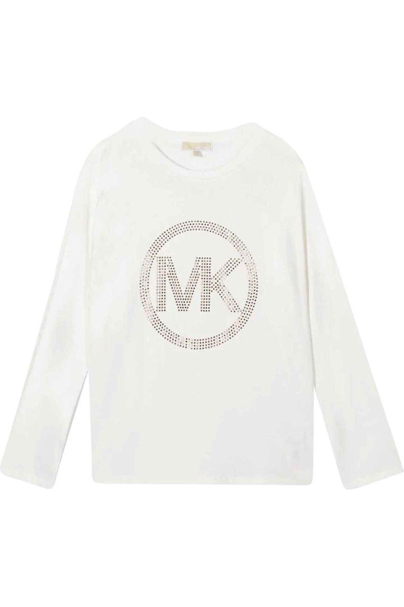 חולצת טי שרט ארוכה MICHAEL KORS בצבע קרם לילדות