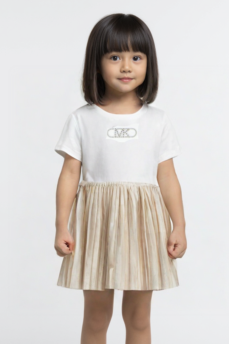 שמלת MICHAEL KORS בשילוב חצאית פליסה לילדות White / 2Y
