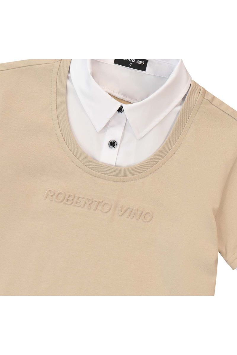 שמלת ROBERTO VINO שילוב קלאסי ואלגנטי לילדות Brown / 4Y