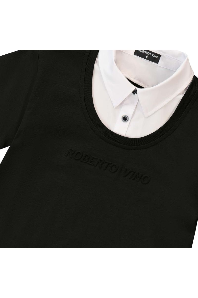 שמלת ROBERTO VINO שילוב קלאסי ואלגנטי לילדות Black / 4Y