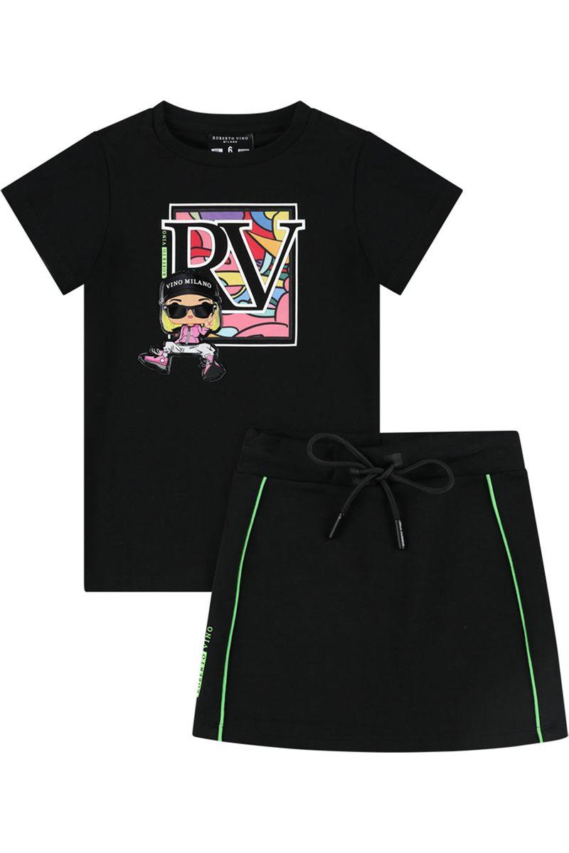 חליפת חצאית ROBERTO VINO הדפס צבעוני לילדות