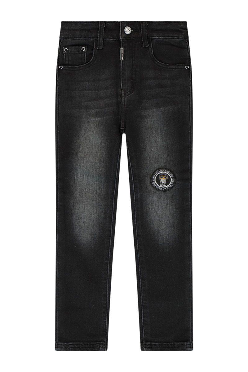 מכנסי ג'ינס ROBERTO VINO לוגו מותג בצד לילדים Black / 4Y