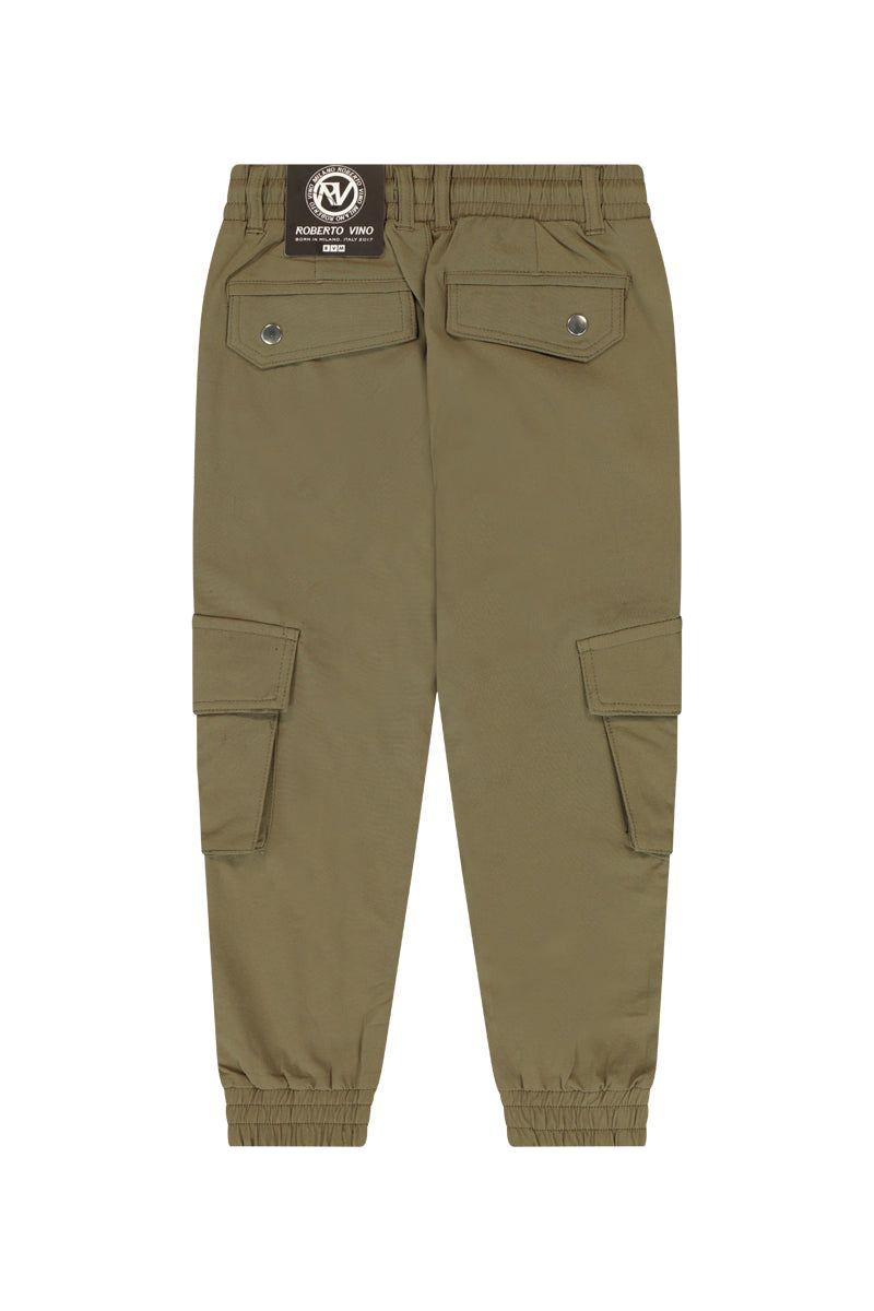 מכנסי דגמ"ח ROBERTO VINO לוגו מותג בצד לילדים Green / 4Y