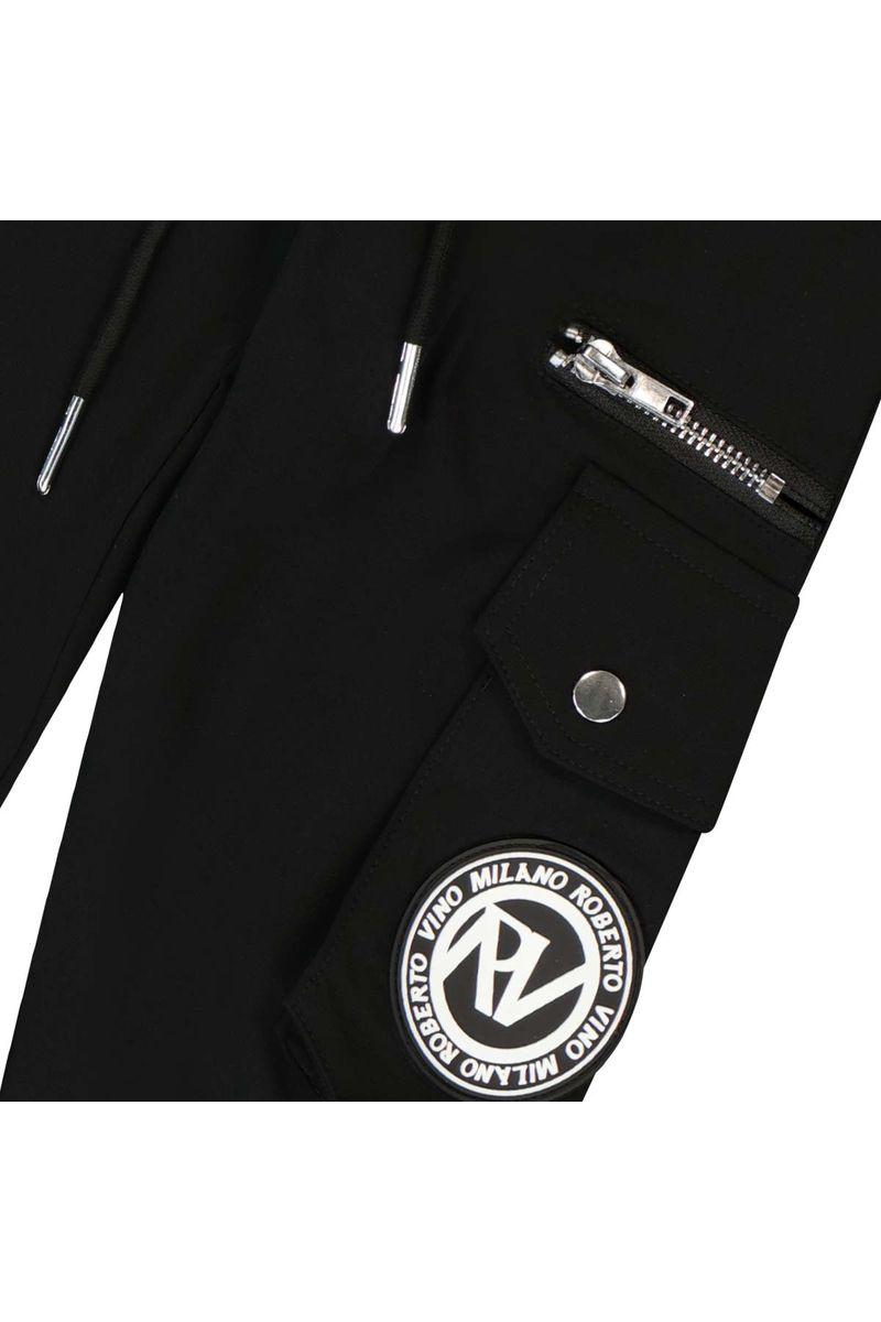 מכנסי דגמ"ח ROBERTO VINO לוגו מותג בצד לילדים Black / 4Y