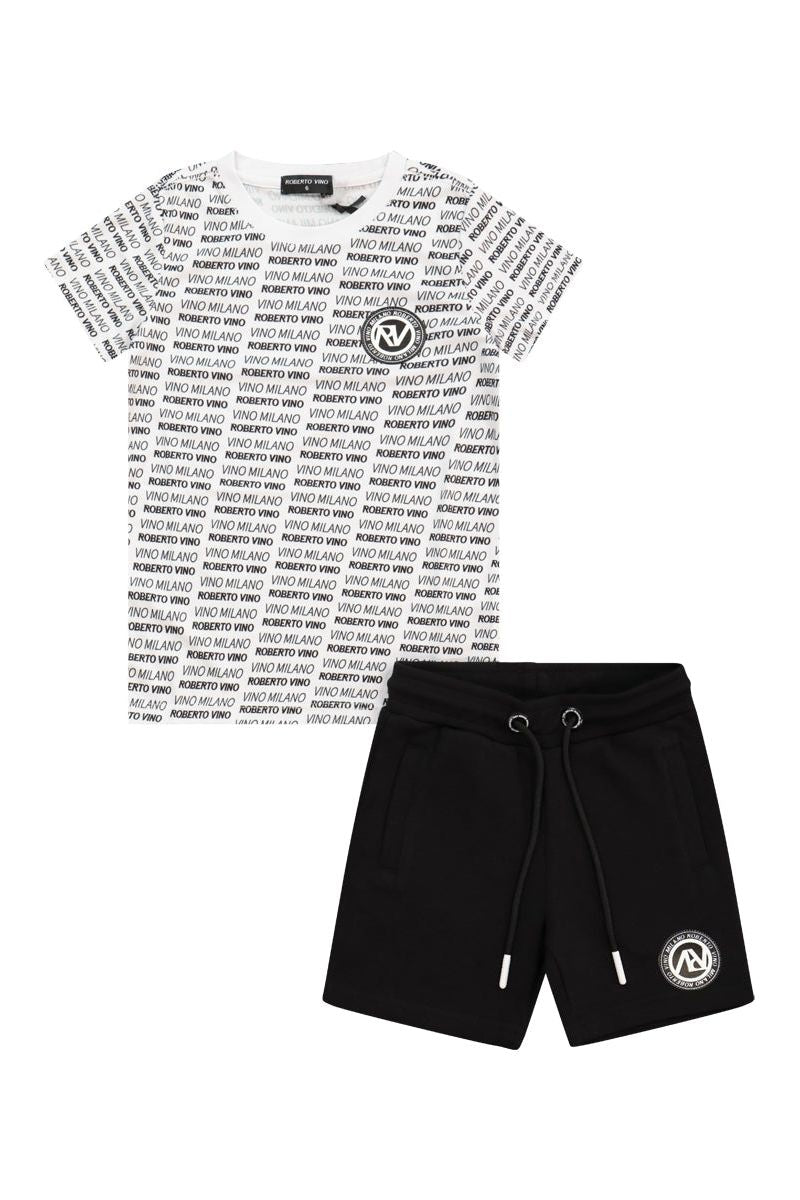 חליפת ROBERTO VINO לוגו מותג מונוגרמה לילדים Black / 4Y