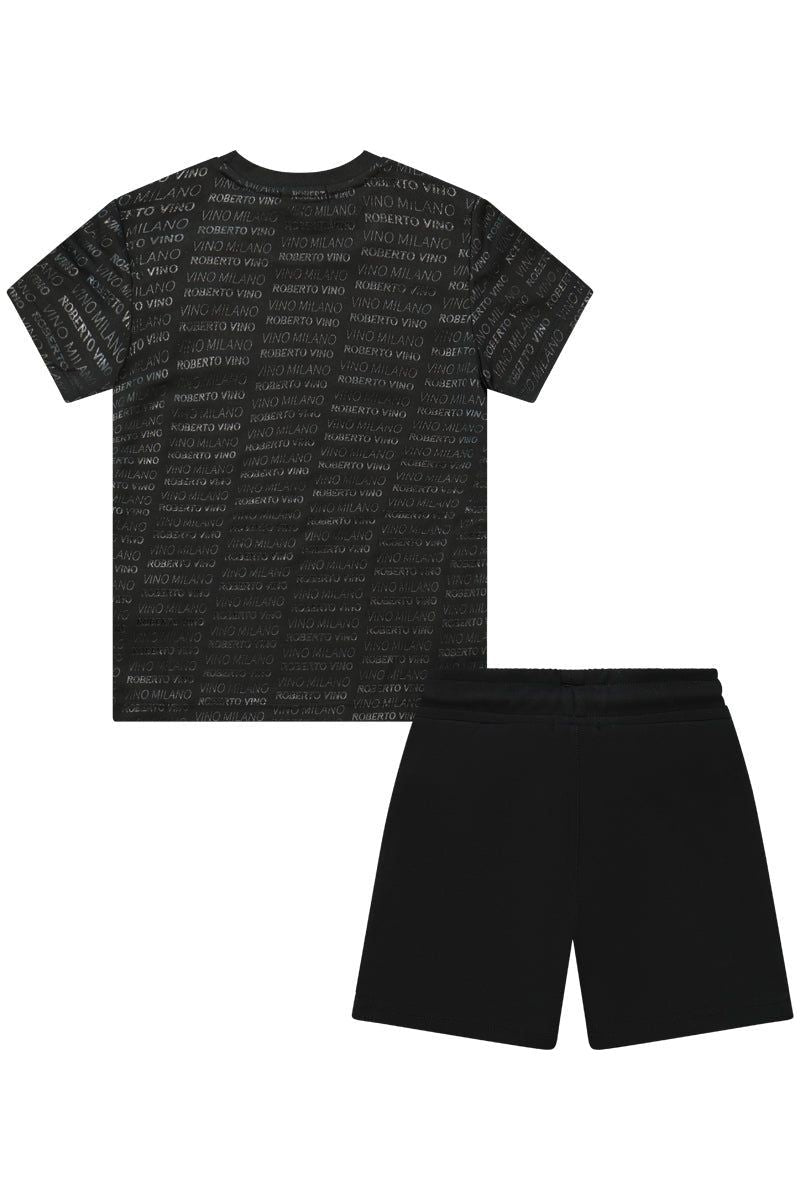 חליפת ROBERTO VINO לוגו מותג מונוגרמה לתינוקות Black / 3-6M