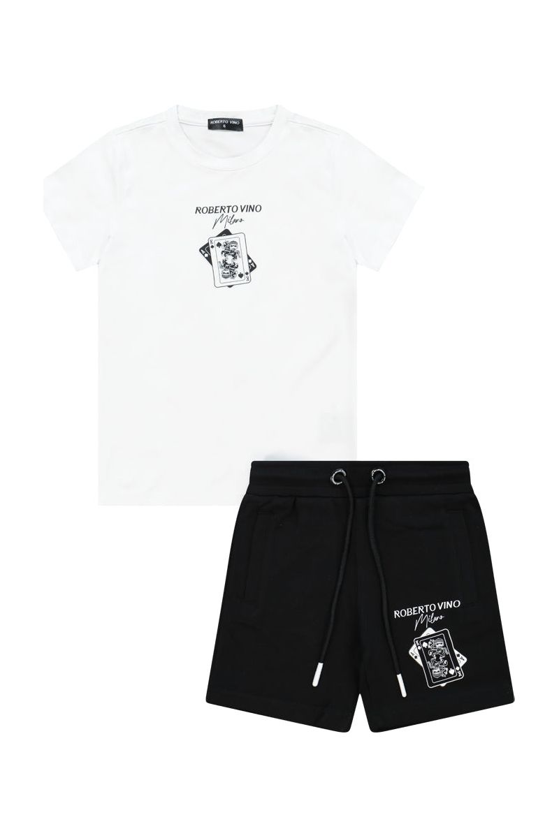 חליפת ROBERTO VINO עיצוב קלפים באמצע ובגב לילדים White / 4Y