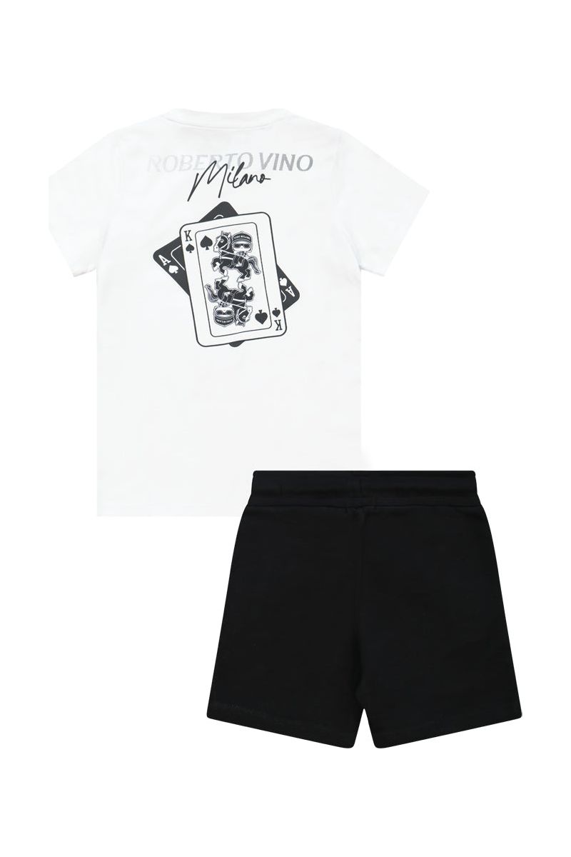 חליפת ROBERTO VINO עיצוב קלפים באמצע ובגב לילדים White / 4Y