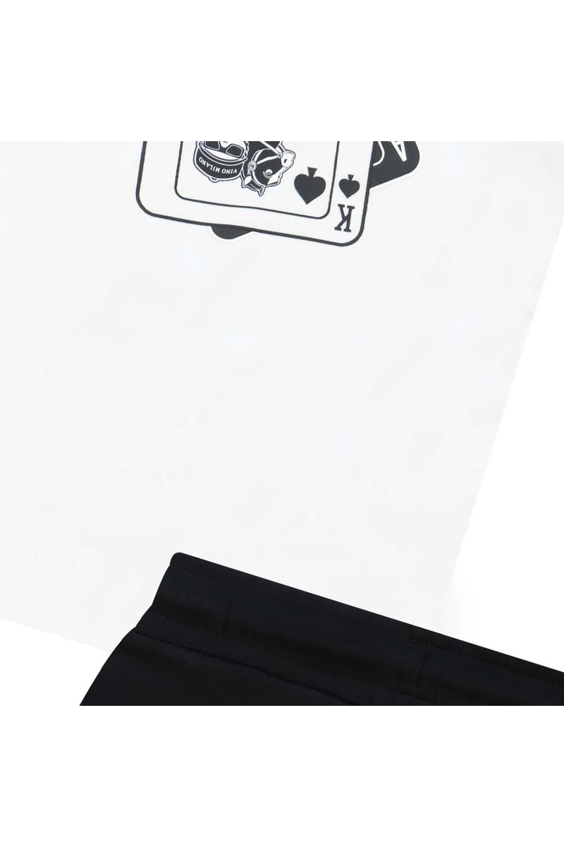 חליפת ROBERTO VINO עיצוב קלפים באמצע ובגב לילדים White / 4Y