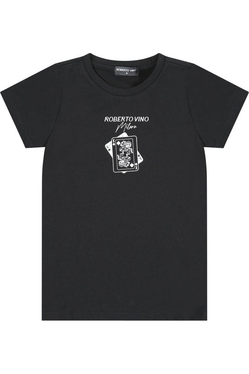 חליפת ROBERTO VINO עיצוב קלפים באמצע ובגב לילדים Black / 4Y