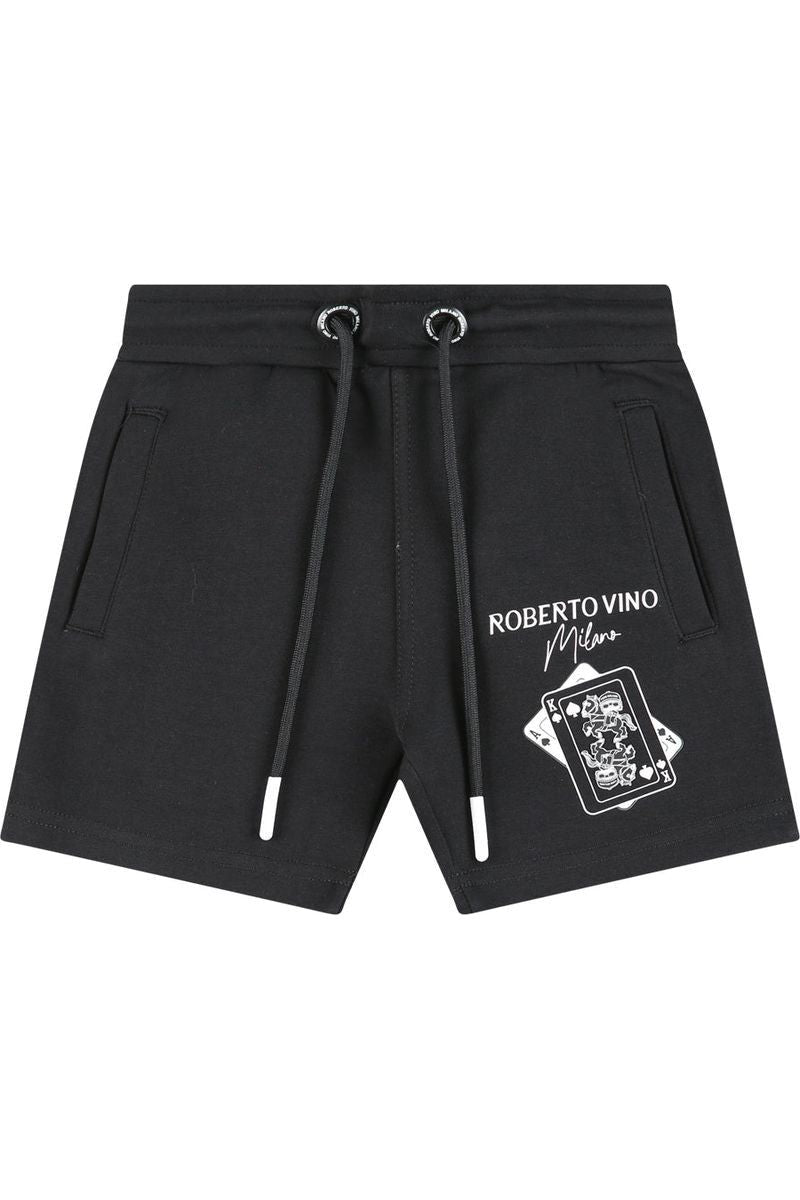 חליפת ROBERTO VINO עיצוב קלפים באמצע ובגב לילדים Black / 4Y