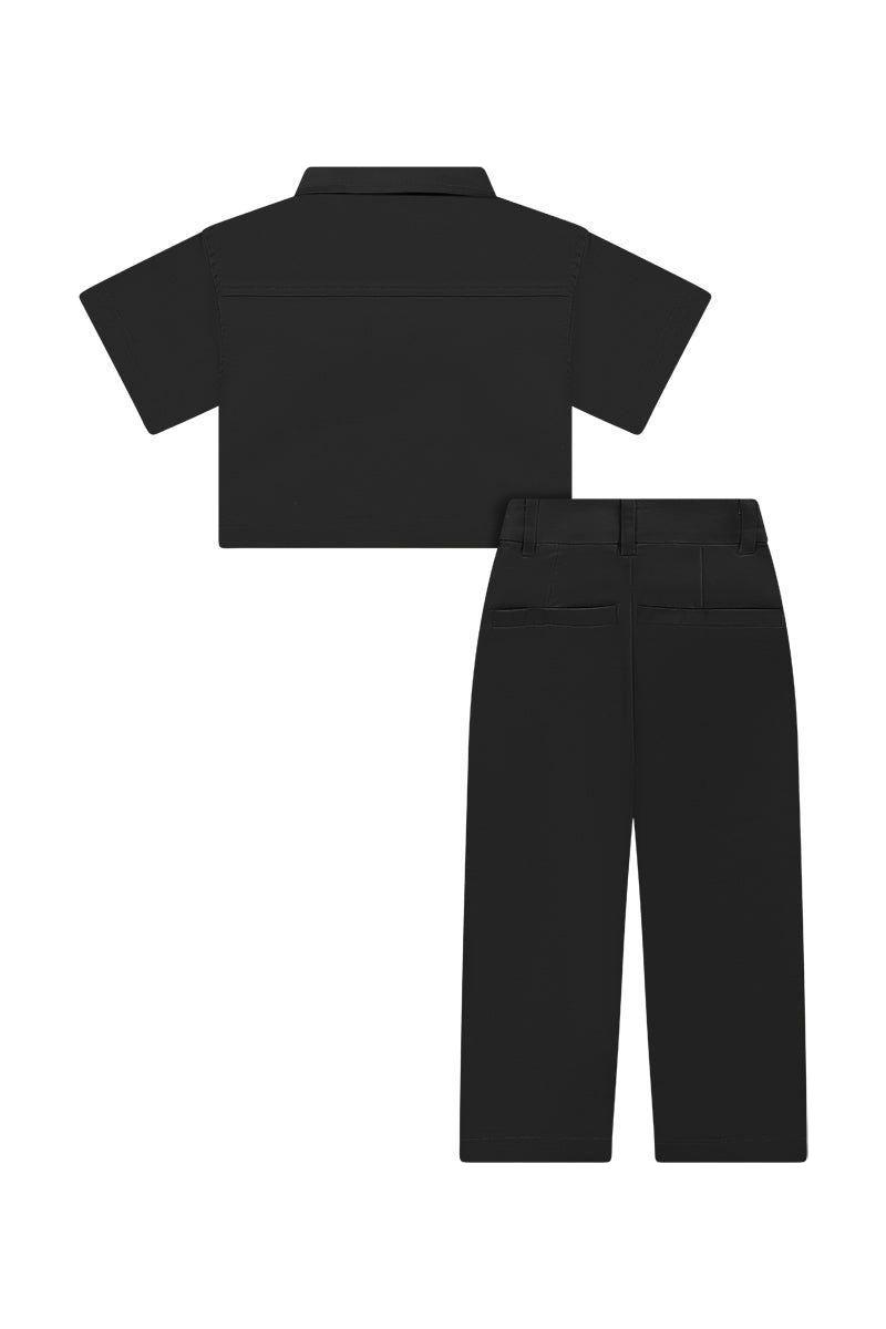 חליפת פרימיום ROBERTO VINO כיס בצד לילדות Black / 4Y