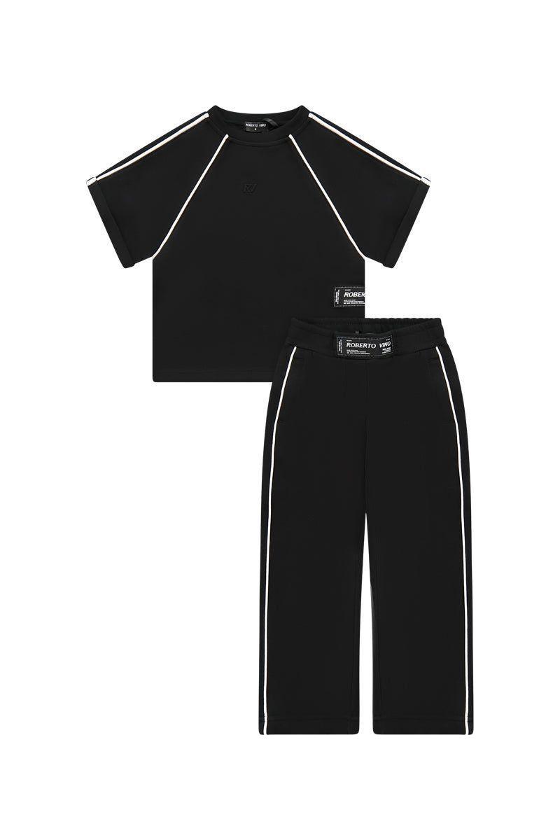 חליפת ROBERTO VINO לוגו מותג באמצע לילדות Black / 4Y