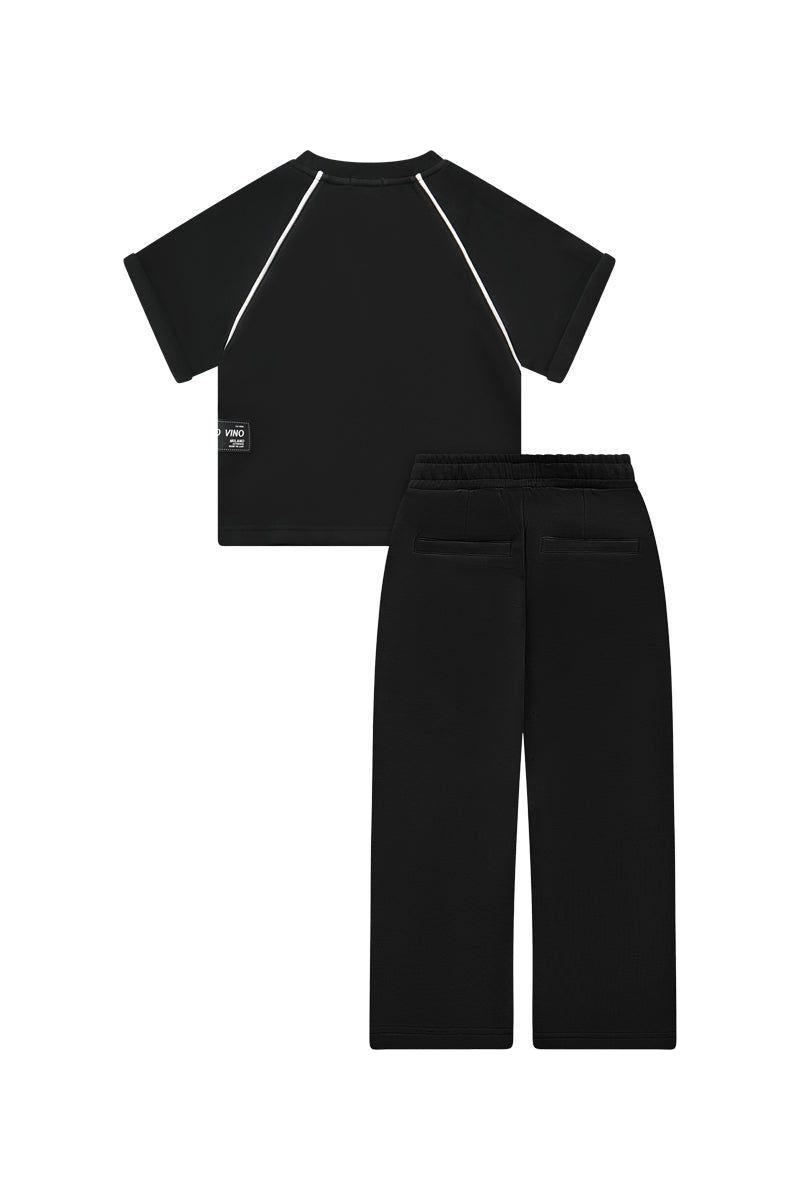 חליפת ROBERTO VINO לוגו מותג באמצע לילדות Black / 4Y