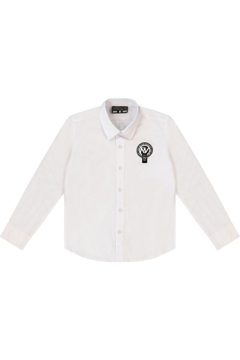 חולצה מכופתרת ROBERTO VINO הדפס לוגו אחורי לילדים