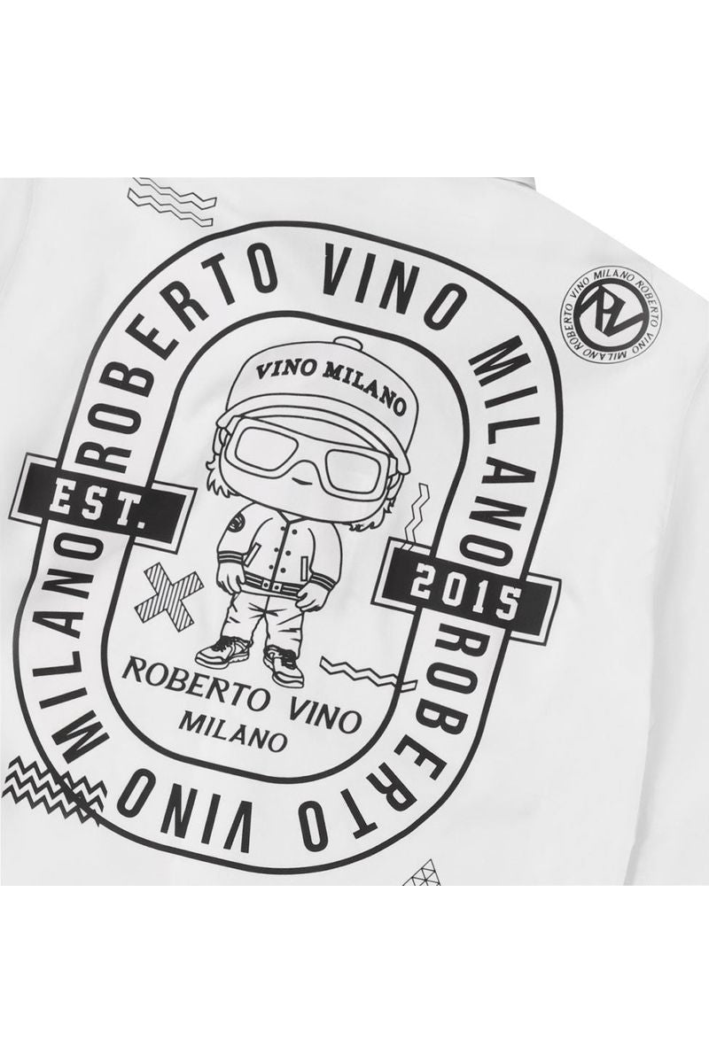 חולצה מכופתרת ROBERTO VINO הדפס לוגו אחורי לילדים