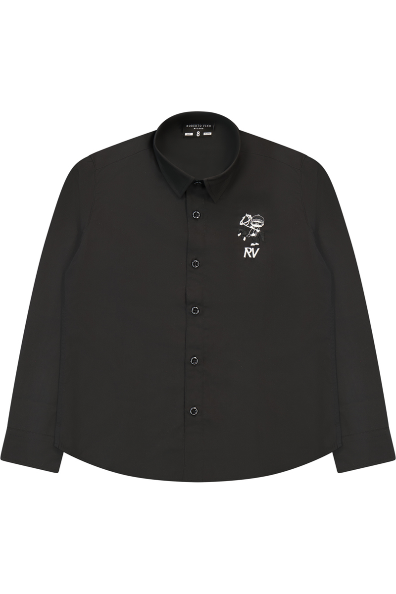 חולצה מכופתרת ROBERTO VINO CLASSIC מחויטת לילדים Black / 4Y