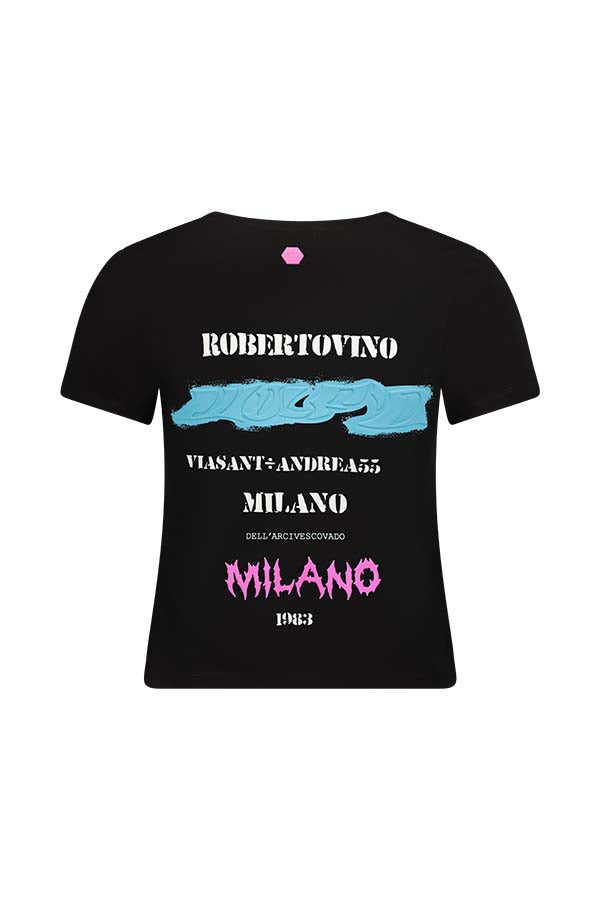 חולצת טי שירט ROBERTO VINO בצבע שחור לנשים Black / L