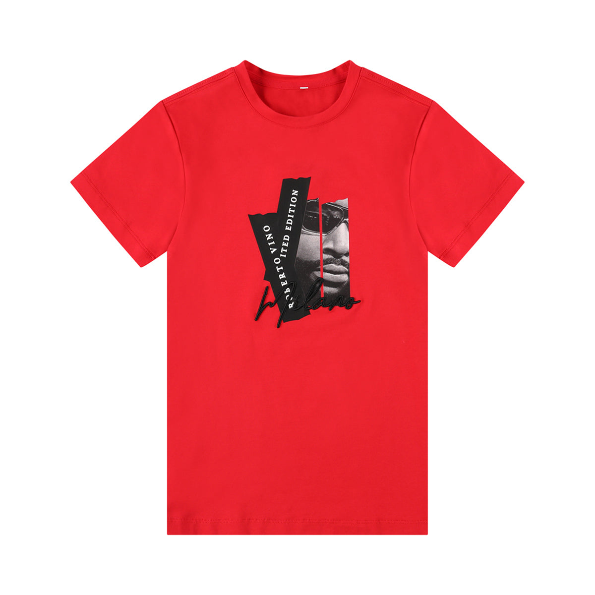 חולצת טי-שרט הדפס כיתוב אדום ROBERTO VINO ילדים