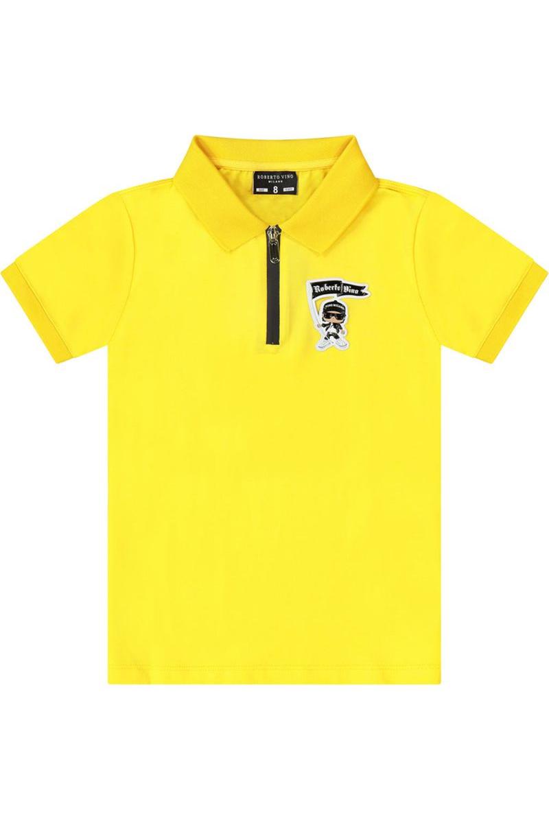 חולצת צווארון ROBERTO VINO הדפס לוגו אחורי לילדים
