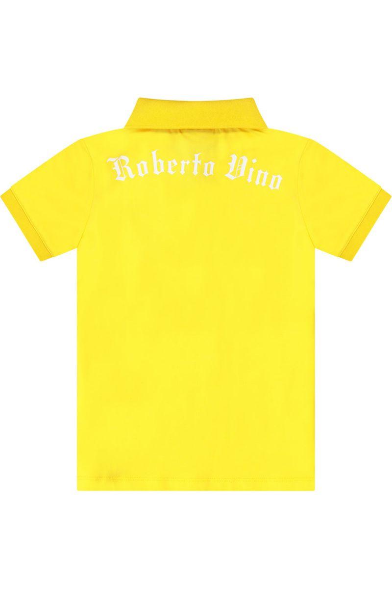 חולצת צווארון ROBERTO VINO הדפס לוגו אחורי לילדים