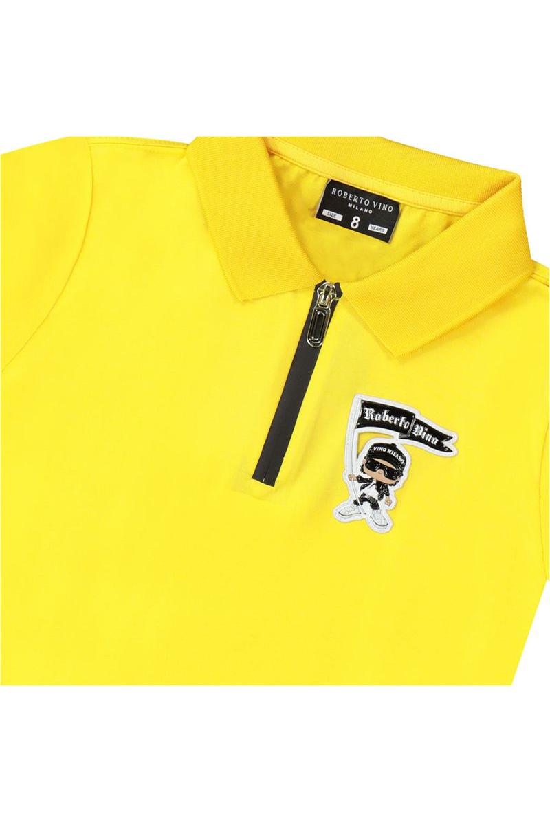 חולצת צווארון ROBERTO VINO הדפס לוגו אחורי לילדים