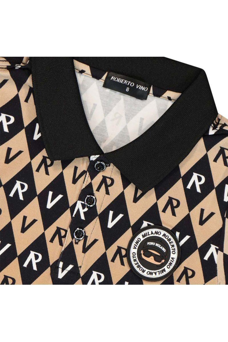 חולצת צווארון ROBERTO VINO בעיצוב דמוי יהלומים לילדים