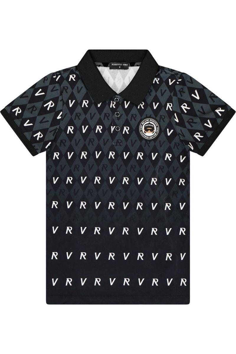 חולצת צווארון ROBERTO VINO בעיצוב דמוי יהלומים לילדים