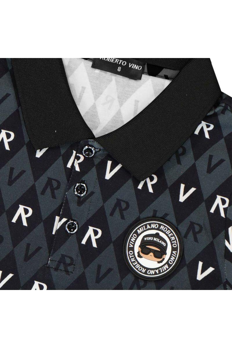 חולצת צווארון ROBERTO VINO בעיצוב דמוי יהלומים לילדים