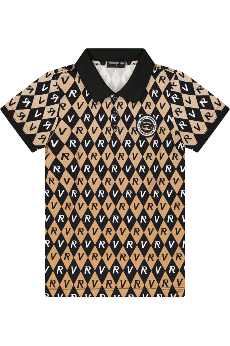 חולצת צווארון ROBERTO VINO בעיצוב דמוי יהלומים לתינוקות Brown / 3-6M