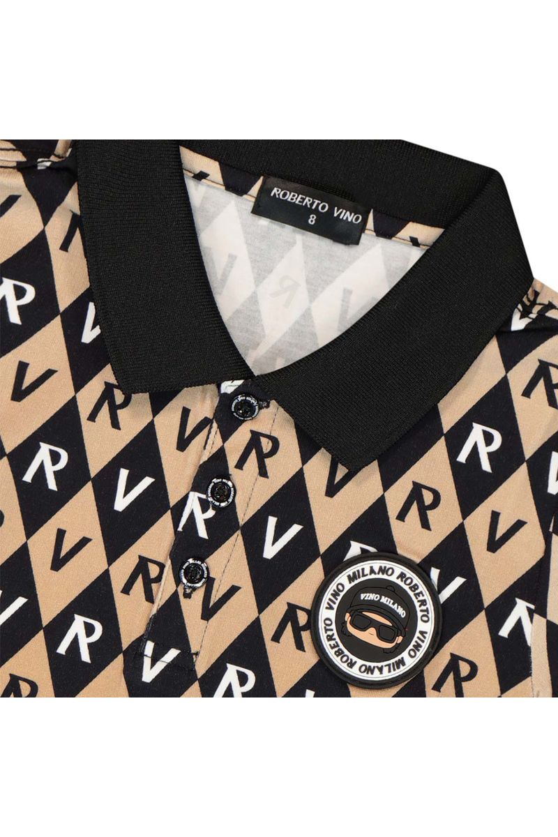 חולצת צווארון ROBERTO VINO בעיצוב דמוי יהלומים לתינוקות Brown / 3-6M