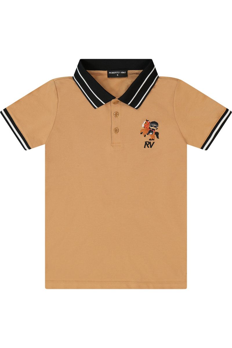 חולצת צווארון ROBERTO VINO אלגנטית  וצווארון מפוספס לילדים Brown / 4Y