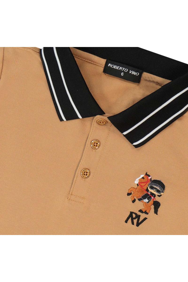 חולצת צווארון ROBERTO VINO אלגנטית  וצווארון מפוספס לילדים Brown / 4Y