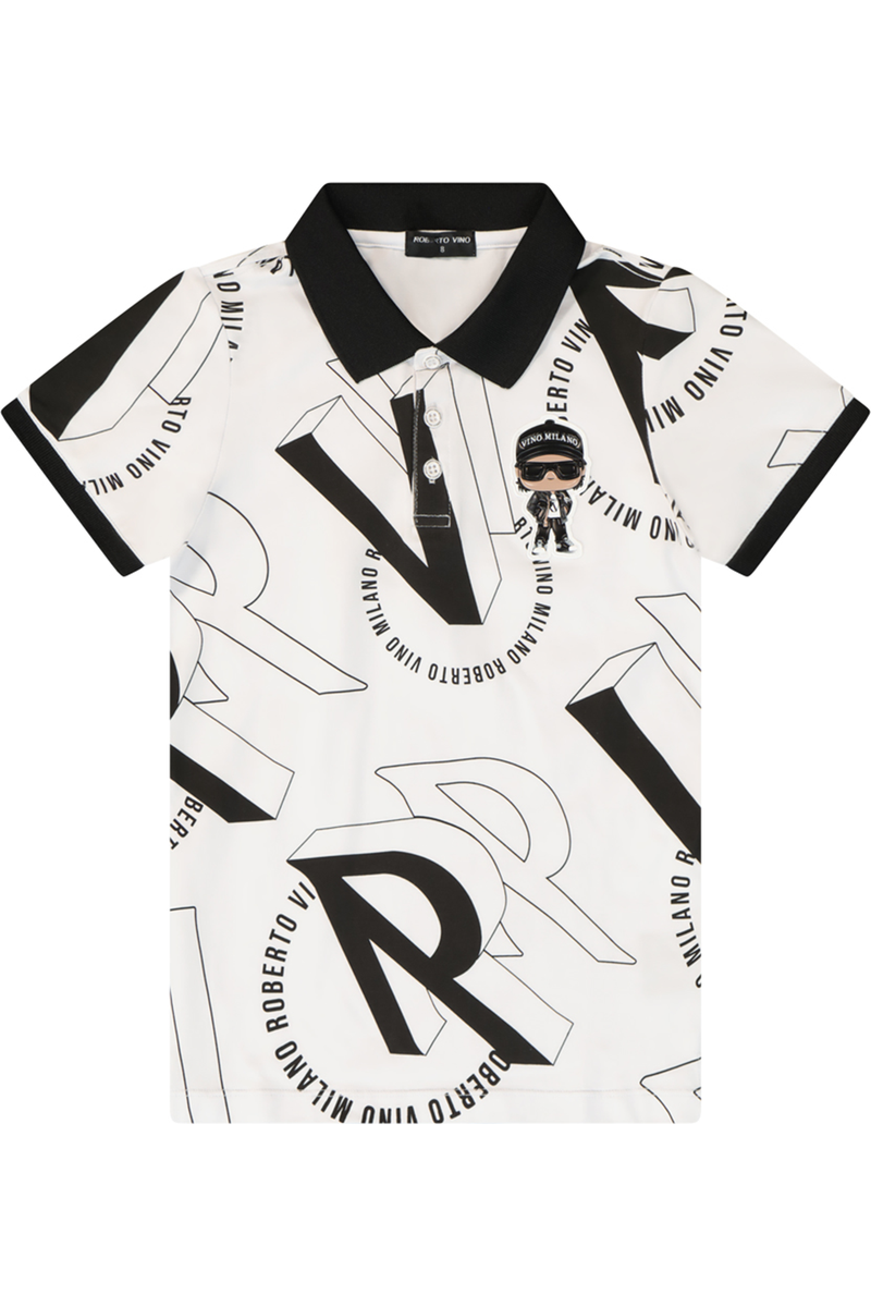 חולצת צווארון ROBERTO VINO SIGNATURE בעיצוב גרפי לתינוקות