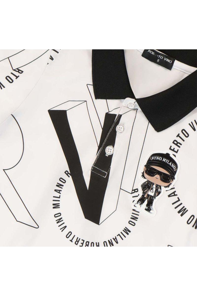 חולצת צווארון ROBERTO VINO SIGNATURE בעיצוב גרפי לילדים