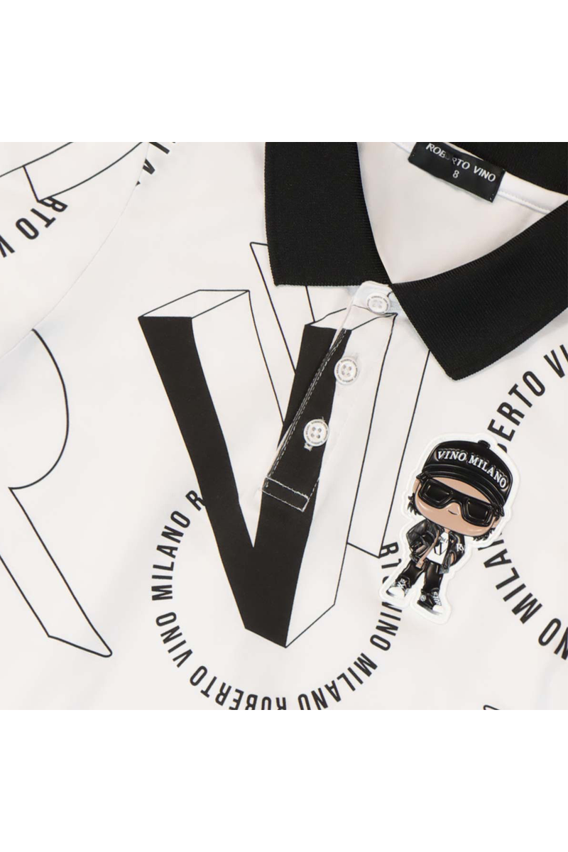 חולצת צווארון ROBERTO VINO SIGNATURE בעיצוב גרפי לתינוקות