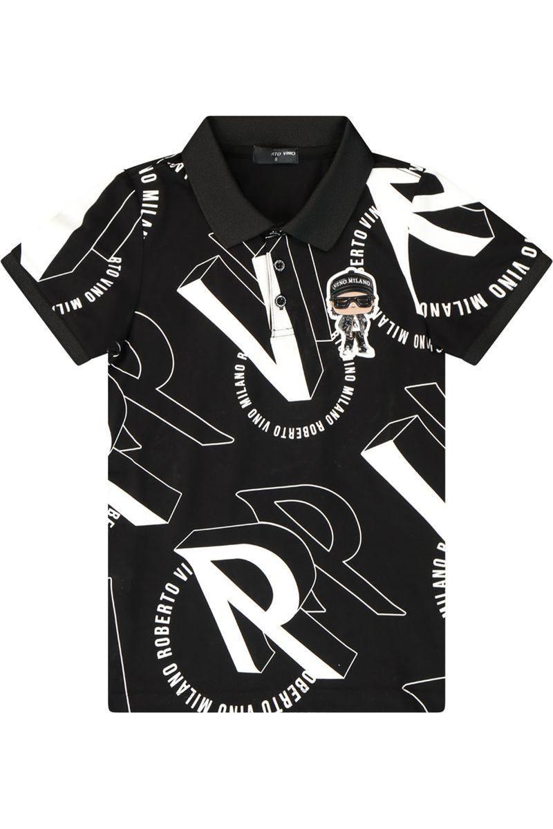 חולצת צווארון ROBERTO VINO SIGNATURE בעיצוב גרפי לילדים