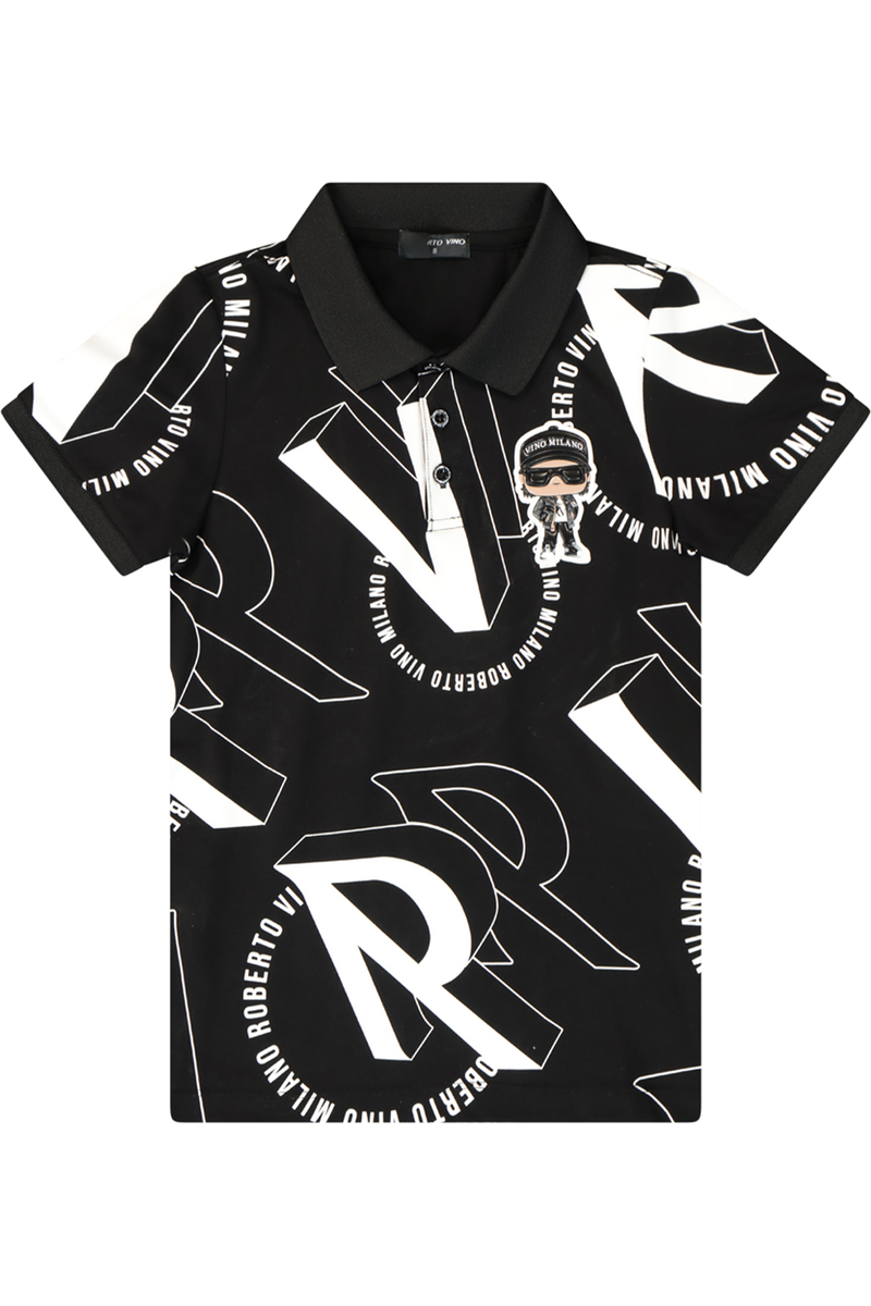 חולצת צווארון ROBERTO VINO SIGNATURE בעיצוב גרפי לתינוקות