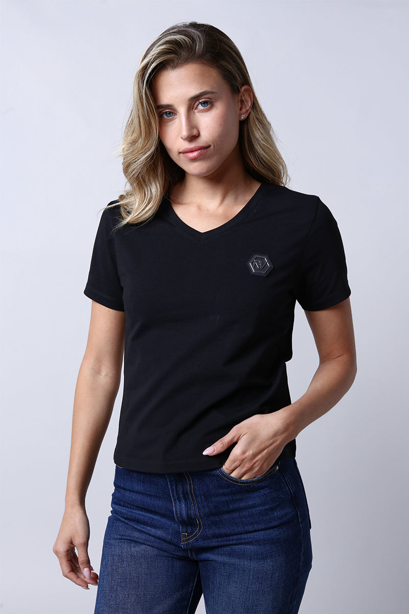 חולצת טי שירט ROBERTO VINO בצבע שחור לנשים