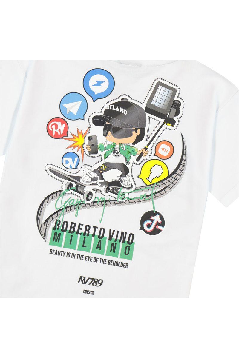 חולצת טי שרט ROBERTO VINO הדפס אחורי ילד דור ה-Z לילדים