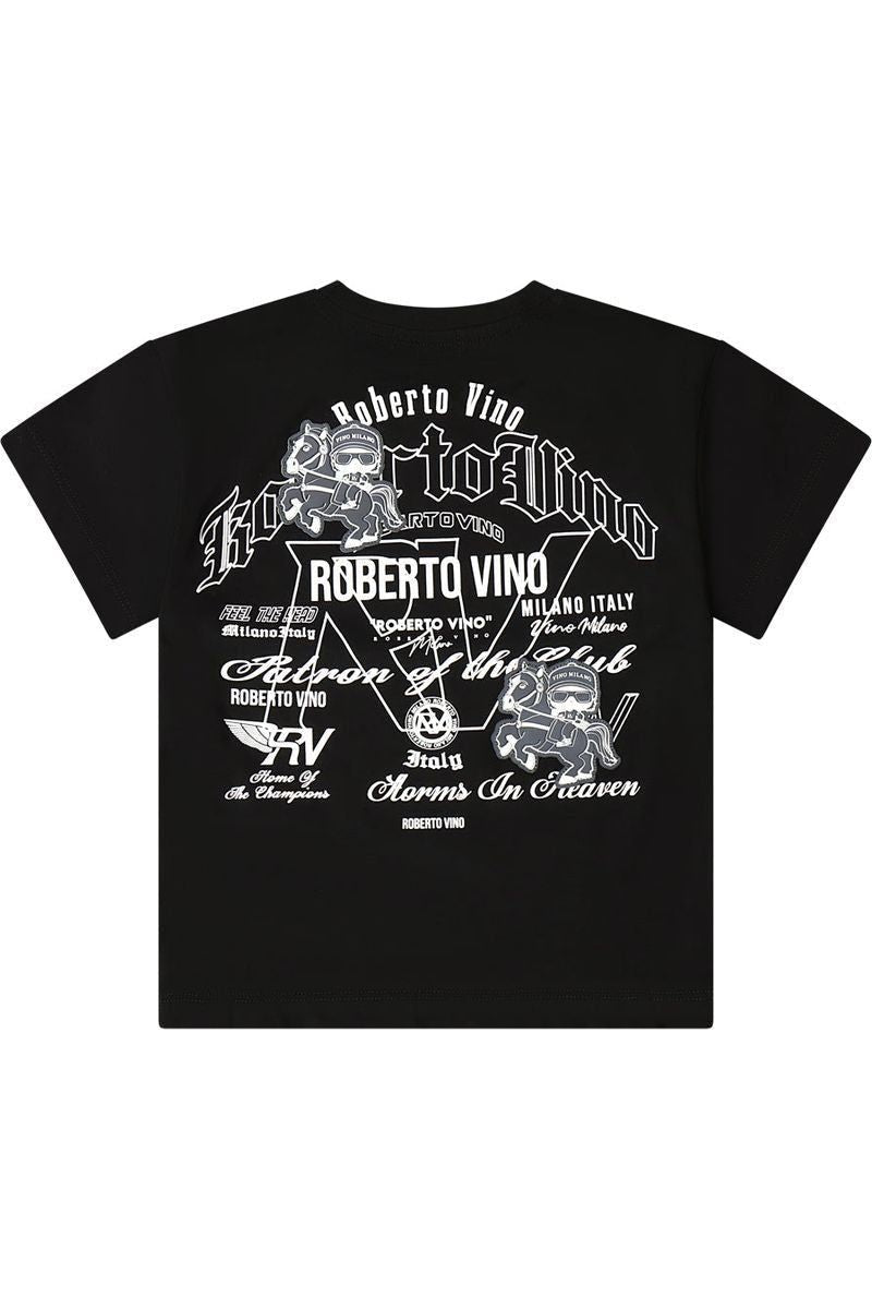 חולצת טישירט ROBERTO VINO SIGNATURE הדפס אחורי לילדים Black / 4Y